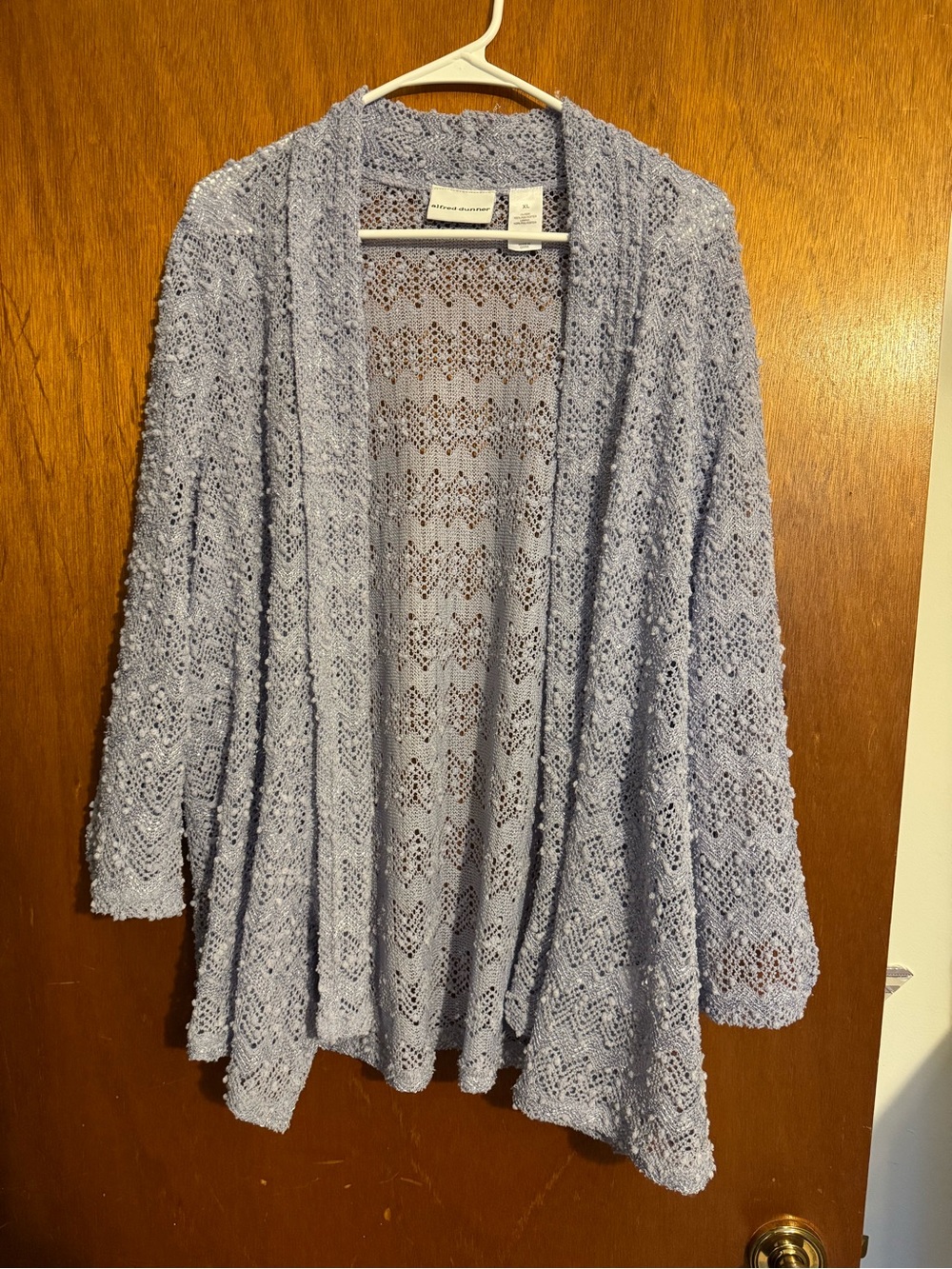 Alfred Dunner Light Lavender Open-Front Knit Cardigan Sweater